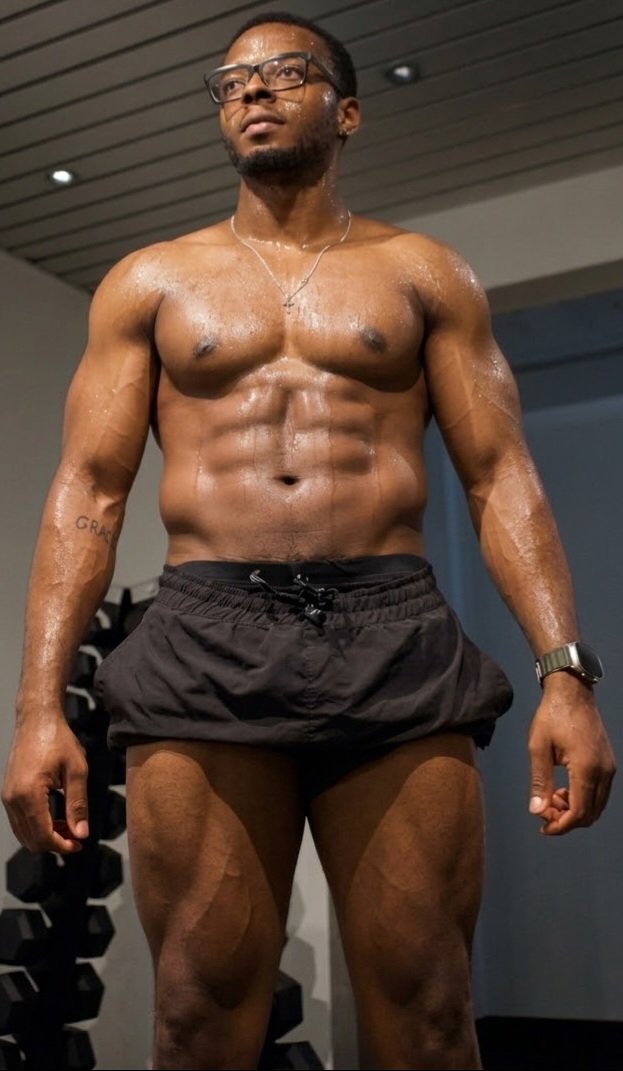 Dr Raymond Chinonso Edochie training in a gym